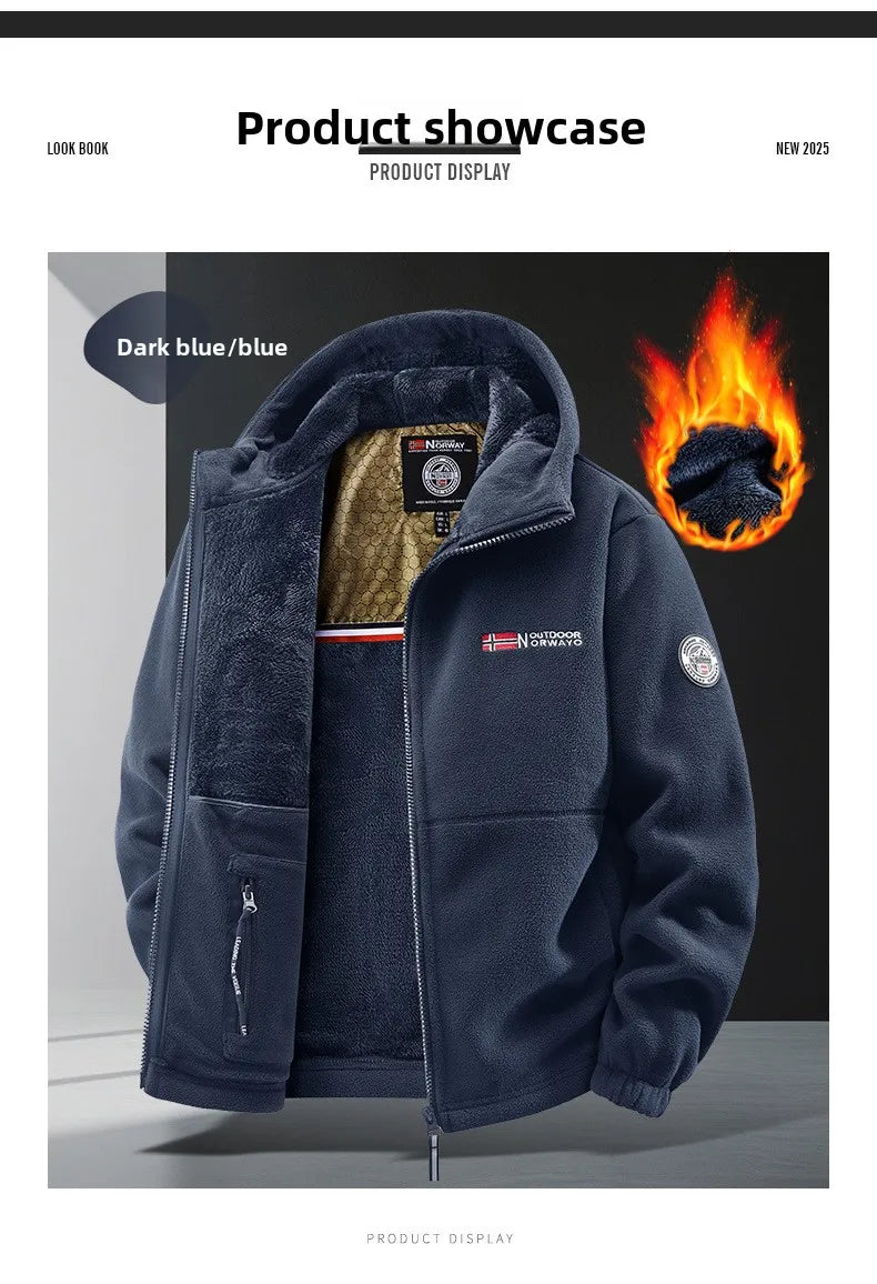 Unisex-Fleece-Sweatshirt-Jacke, norwegisch, warm, sportlich, Paar-Stil, große Größe, Studenten-Hoodie, Herrenjacke, jugendliches Design