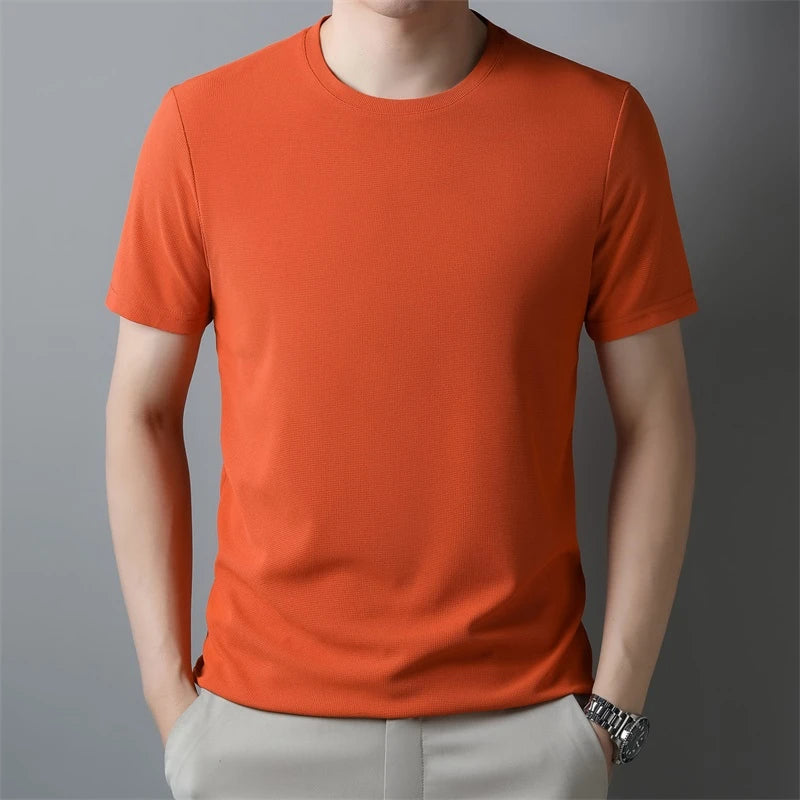 2024 Herren Neues Waffel-Rundhals-Kurzarm-T-Shirt Sommer Bequemes Top