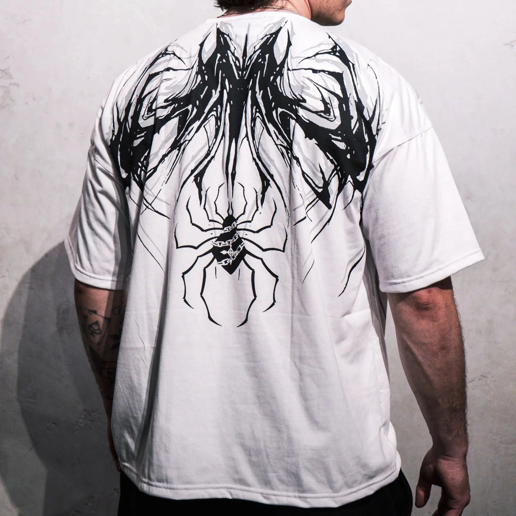 High Street Baumwolle Gym T-Shirt Spinnennetz Flamme Grafik Unisex Workout Top Feuchtigkeitstransport Bestseller Street Fashion Trend