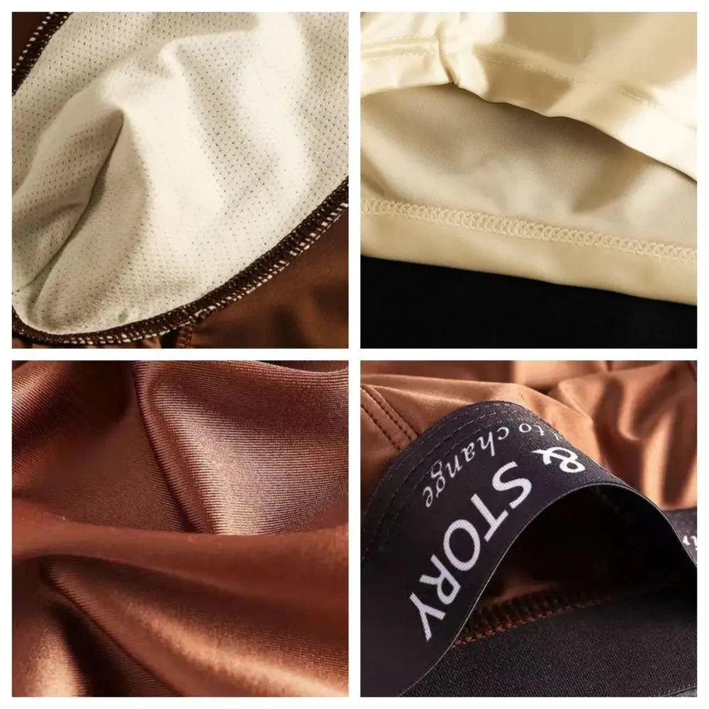 1/3Pcs Atmungsaktive Dünne Satin Seide Boxer Briefs Nahtlose Mittlere Taille Eis Seide Boxer Unterhose Glatte Unterwäsche für Männer Täglich