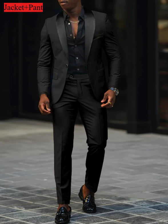 Männer Formale Slim Fit Smoking Prom Anzug Männlichen Bräutigam Hochzeit Blazer Hohe Qualität Trauzeuge Luxus Kleid Business Bankett Party Anzug