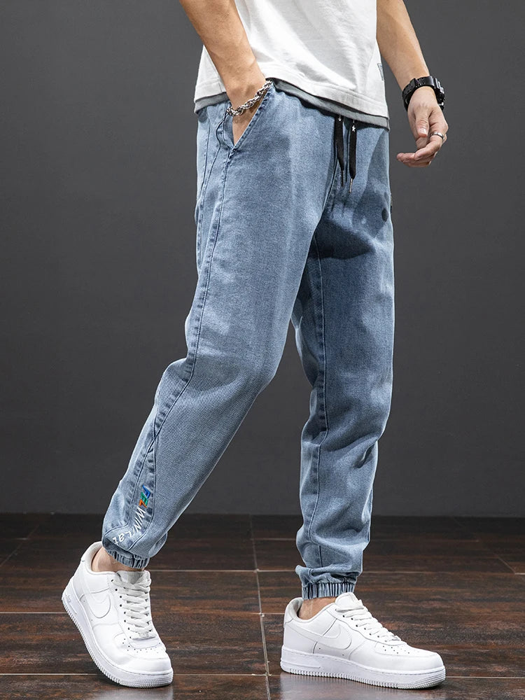 Frühling Sommer Schwarz Blau Cargo Jeans Männer Streetwear Denim Jogger Hosen Männer Baggy Harem Jean Hosen Plus Größe