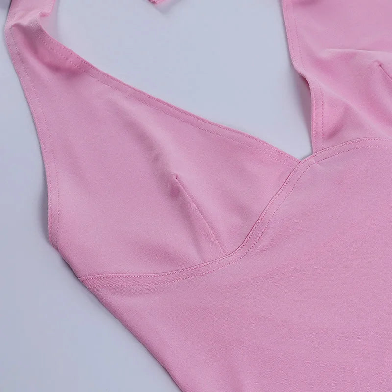 Sommer Halfter Leibchen Tank Top Frauen V-ausschnitt Sexy Tanks Camis Dünne Backless Rosa Korsett T Shirt Femme Tops WomanT-hemd