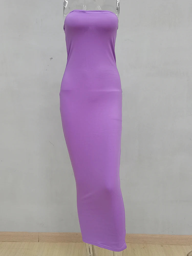 Sommer Damen Sexy ärmelloses, auf der Brust gewickeltes langes Strandkleid