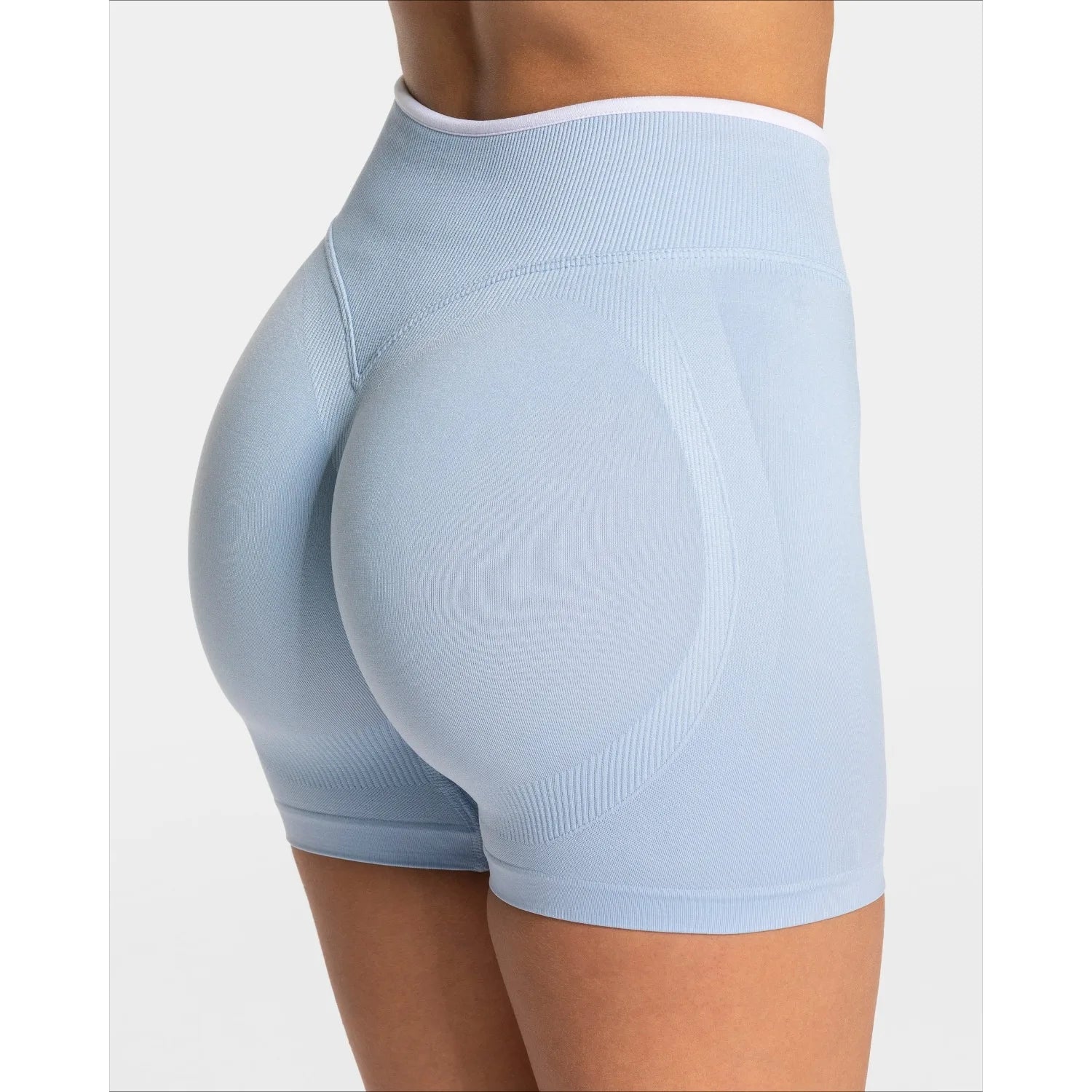 Frauen Nahtlose Gym Einfarbig Sport Shorts Weiß Taille Enge Hohe Taille Hüfte Heben Yoga Hosen Laufsport Shorts