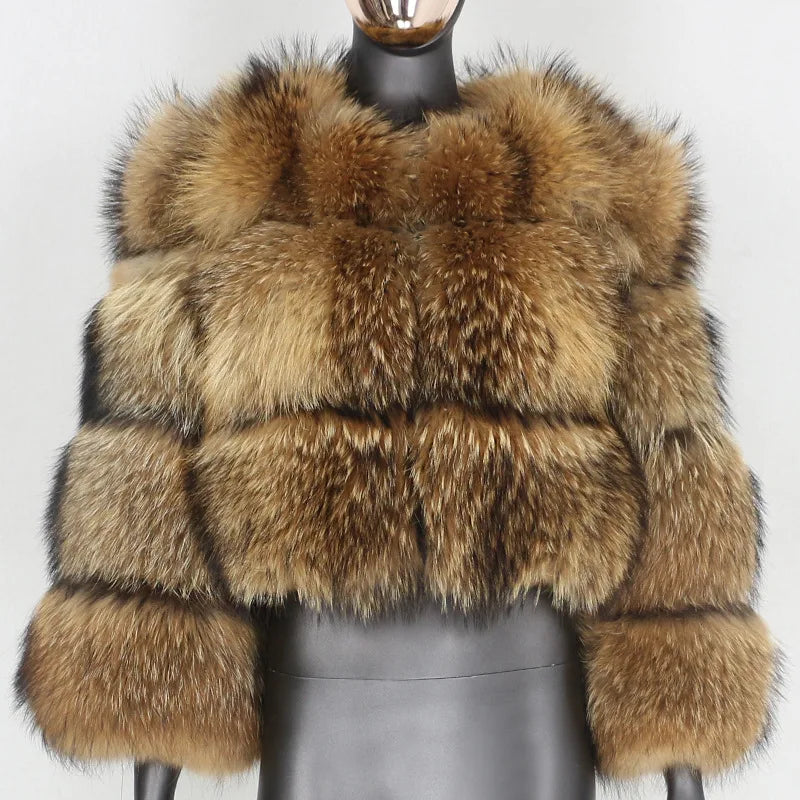 Frauen Gefälschte Waschbären Pelz Jacke Herbst Winter Faux Pelz Fuchs Mäntel Kurzen Mantel Jacken Pelzigen Oberbekleidung Elegante Dicke Warme Mäntel