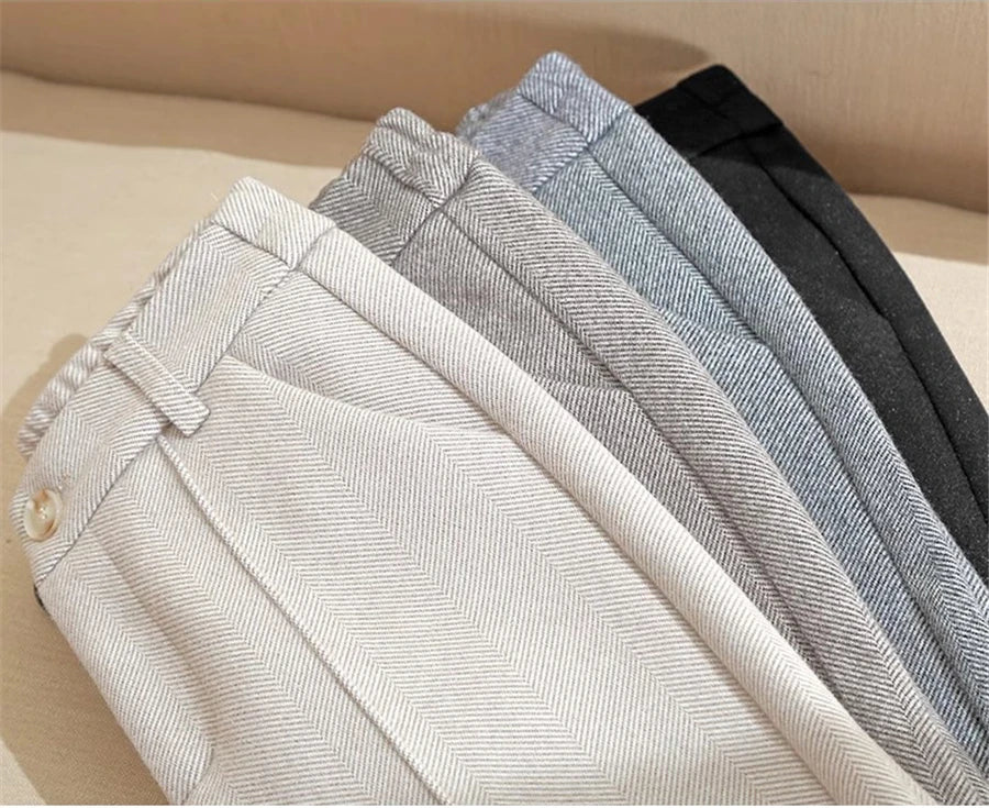 High Waist Wool Blend Pants Women Winter Thicken Plush Lined Harem Pantalones Office Casual Warm Ankle-length Woolen Spodnie