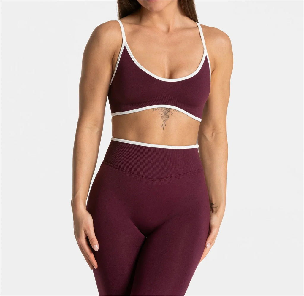 Summer Women's Solid Color Sports Suspender Bra Sexy Backless Knit with Chest Cushion Suspender Yoga Fitness Top