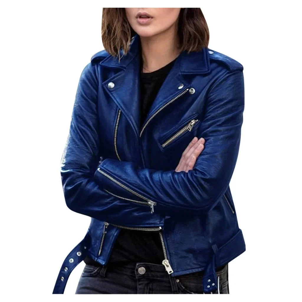 Spring Autumn plus Size Women's Short Biker Style PU Leather Jacket Slim Fit Winter Coat Female Fashion Outerwear Coat