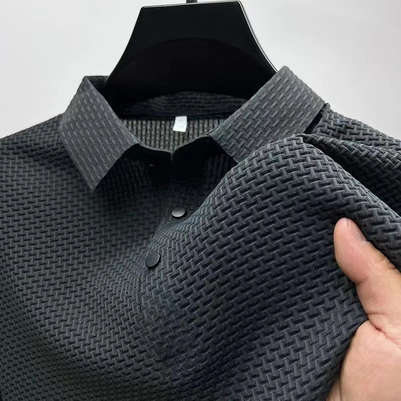 Neue männer Business Casual Kurzarm Knochen Blume Einfarbig POLO-Shirt Mode Atmungsaktive Komfortable Sommer Vielseitig Top