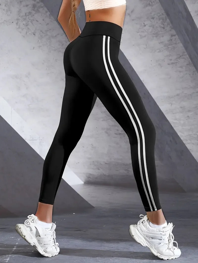 Hoch taillierte elastische Leggings für Damen, Frühling und Herbst, dünn, Doppelstange, eng anliegend, kleine Füße, Laufsport, Neun-Zoll