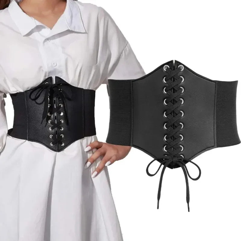 Frauen Korsett Gürtel Gothic Mode PU Leder Weibliche Spitze-up Korsett Gürtel Abnehmen Taille Vintage Korsett Schwarz Breiten gürtel für Mädchen