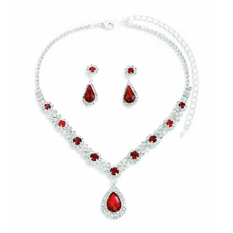 3-teiliges Damen-Set mit Kristalltröpfchen-Halskette und Ohrringen für Hochzeits- und Abendkleid-Accessoires