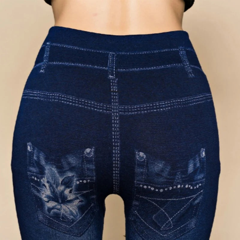 Hot Sexy Frauen Jean Skinny Jeggings Hosen hohe taille leggings weibliche druck knöchellangen Schlank Legging Fitness Plus Größe