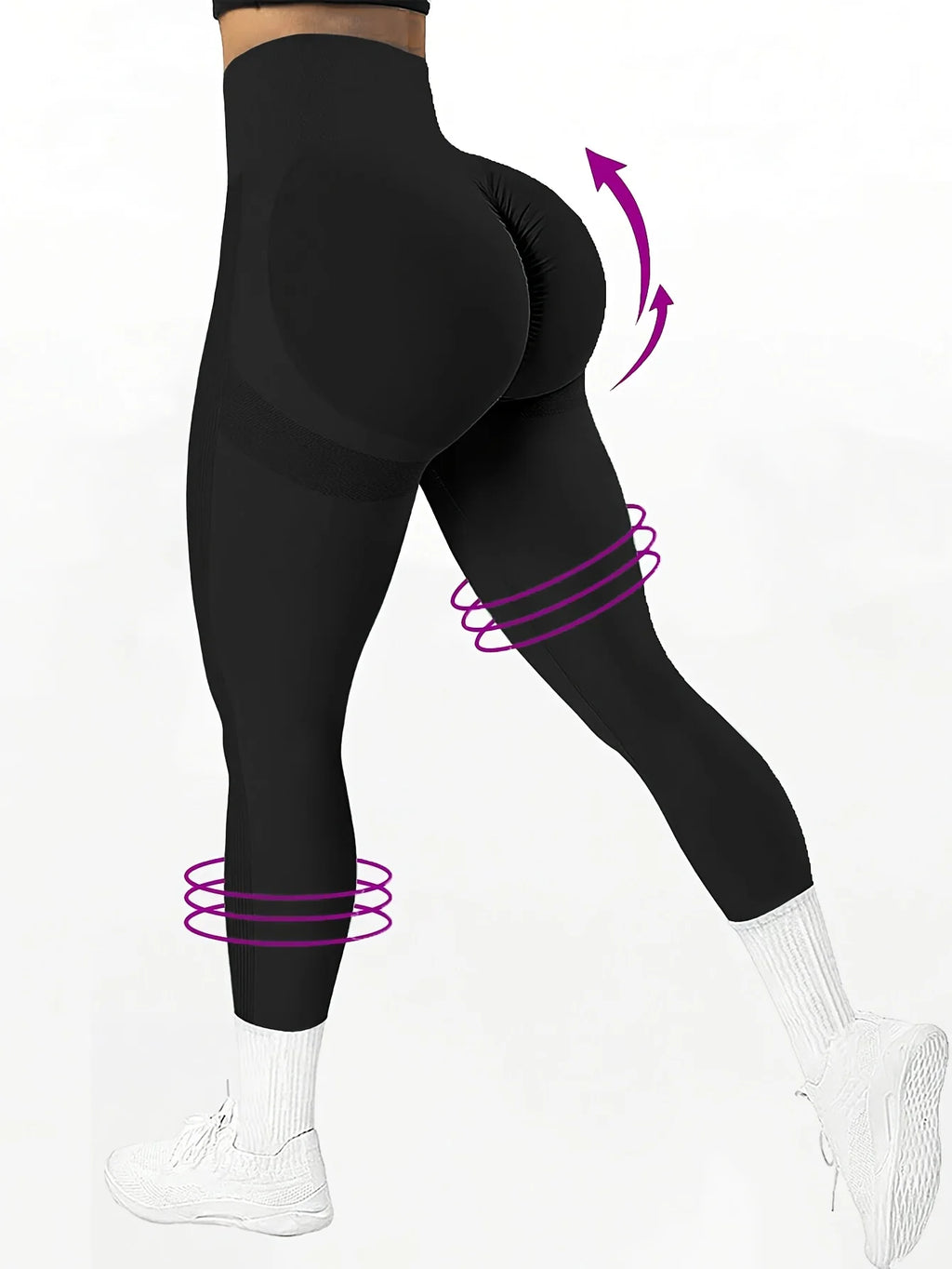 CZGUKE Nahtlose Damen-Yogahose mit hoher Taille, enge Taille, Hüftheben, elastisch, eng, einfarbig, breite Taille, Sport-Leggings