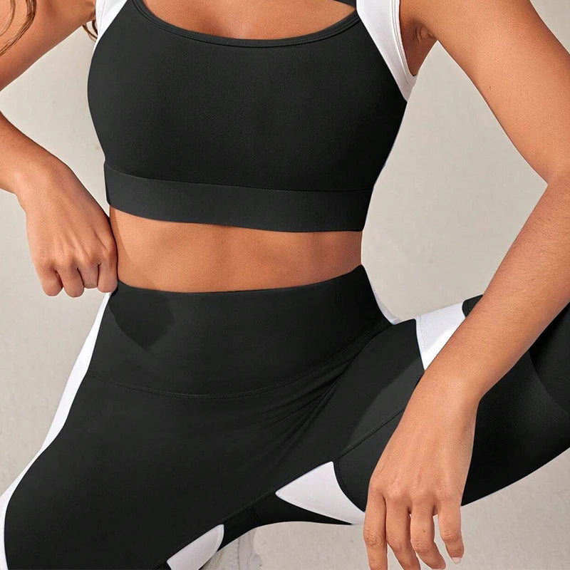 Farbblockierte Yoga-Hose mit hoher Taille, Leggings für Damen, Bauchkontrolle, Workout-Leggings für Damen