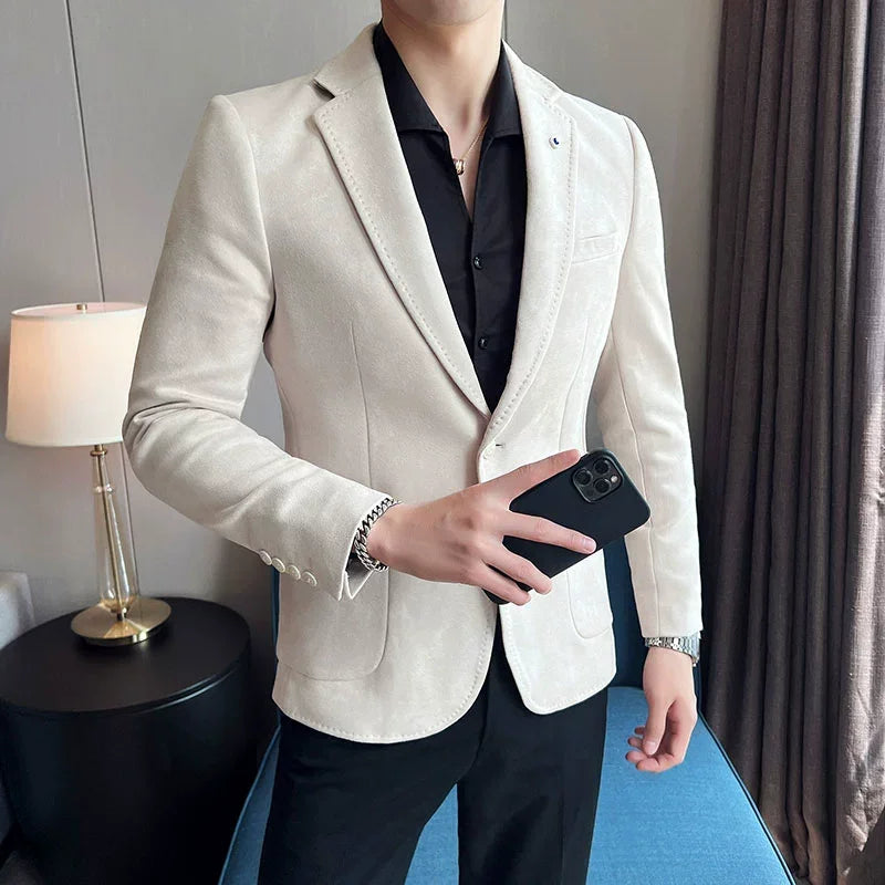 Neue Mode Anzug Mantel männer Slim Fit Hirschleder Samt Elegante Luxus Blazer Mantel Business Casual Hochzeit Plus Größe Anzug 4XL-S
