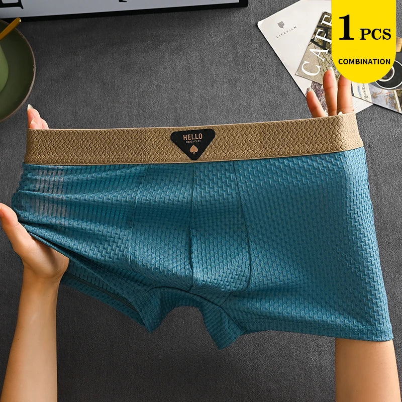 1/4 Stück Herren-Unterwäsche aus Eisseide, heiße Dessous, dünne Boxershorts, coole Unterhosen, atmungsaktive sexy Slips, U-förmige Shorts, Größen L-6XL