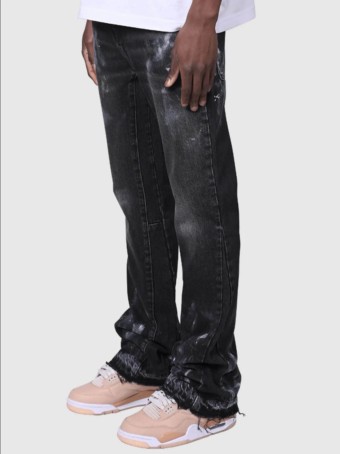 Jeans Herren Vintage gerade Hose mittlere Taille Stretch Distressed Washed Pockets Button Basics Hose 2025, Streetwear Denims