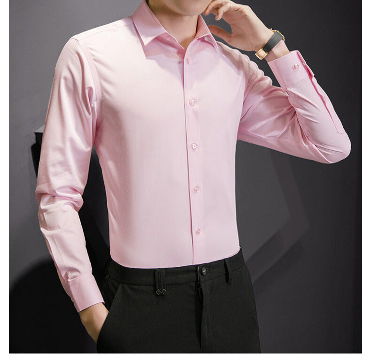 Neue Plus Größe Männer Einfarbig Business Hemd Mode Klassische Grundlegende Beiläufige Dünne Weiße Langarm-shirt Marke Kleidung