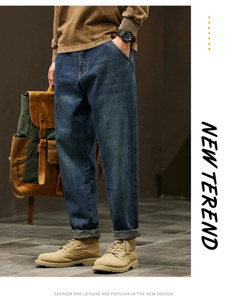 Männer 95% Baumwolle Jeans Hohe Qualität Lose Harem Hosen Mode Baggy Casual Outdoor Arbeit Denim Hosen Marke männer Kleidung