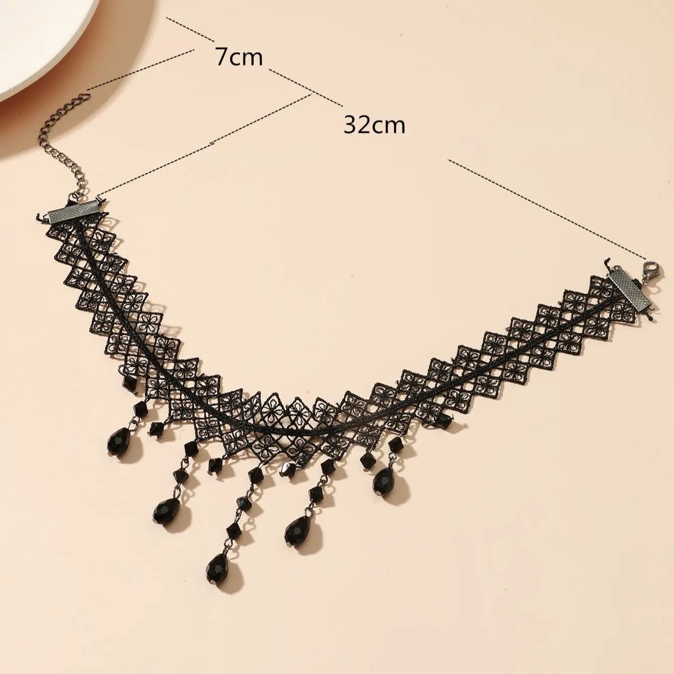 1 Px Damen-Halskette, wunderschöne schwarze Spitze, Kristallfarbe, Blumen-Halskette, Strand, Reisen, Urlaub, Mode, klassisch, personalisierter Schmuck, Abend D