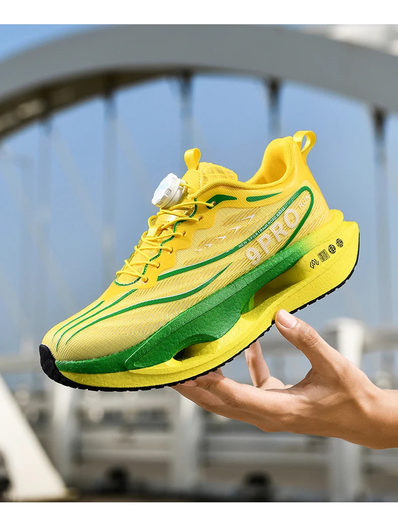 Spezialität Carbon Platte Sport Laufschuhe Marathon Air Kissen Männer Atmungsaktive Leichte Frauen Bequeme Rutschfeste Turnschuhe