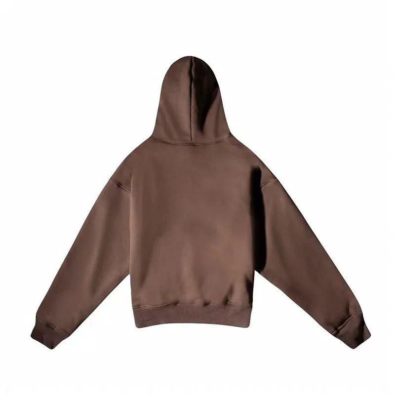 Autumn Winter High Street Oversized Kanye West Hoodie Men Women 1:1 Solid Color Black Brown Red Blue Pullover Streetwear Hooded