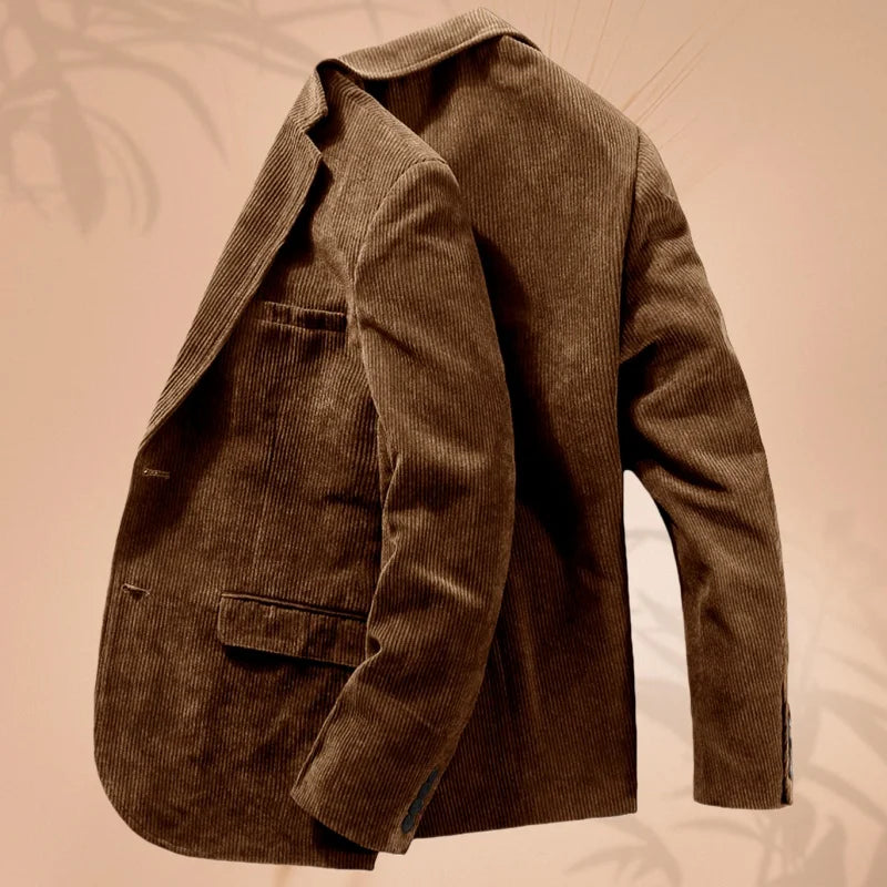 Cord-Herrenanzugjacke, Anzugjacke mit einem Knopf und Revers, Business-formelle Jacke, geeignet für Bankett, Hochzeit, formelle Kleidung für Herren
