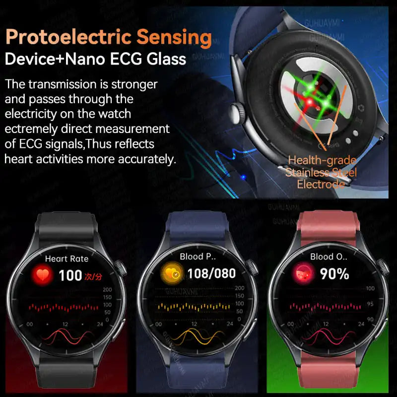 2025, neue EKG + PPG, Gesundheitsdiagnose, Smartwatches, Männer und Frauen, Uhr, Harnsäure, Lipid, BP, Herzfrequenz-Tracker, NFC, Sport-Smartwatch, IOS