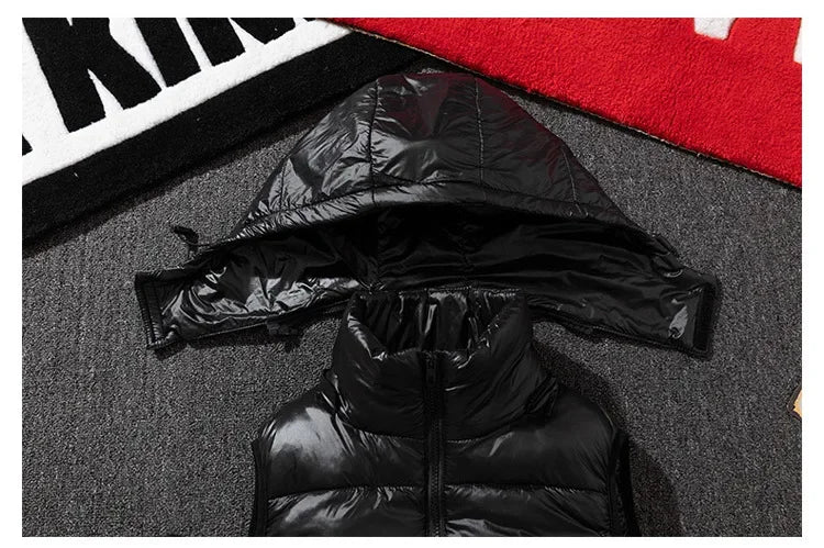 Männer Verdickte Daunen Baumwolle Weste Helle Oberfläche Mode Marke Warme Herbst Winter Oberbekleidung Schulter Pad Weste Jacke