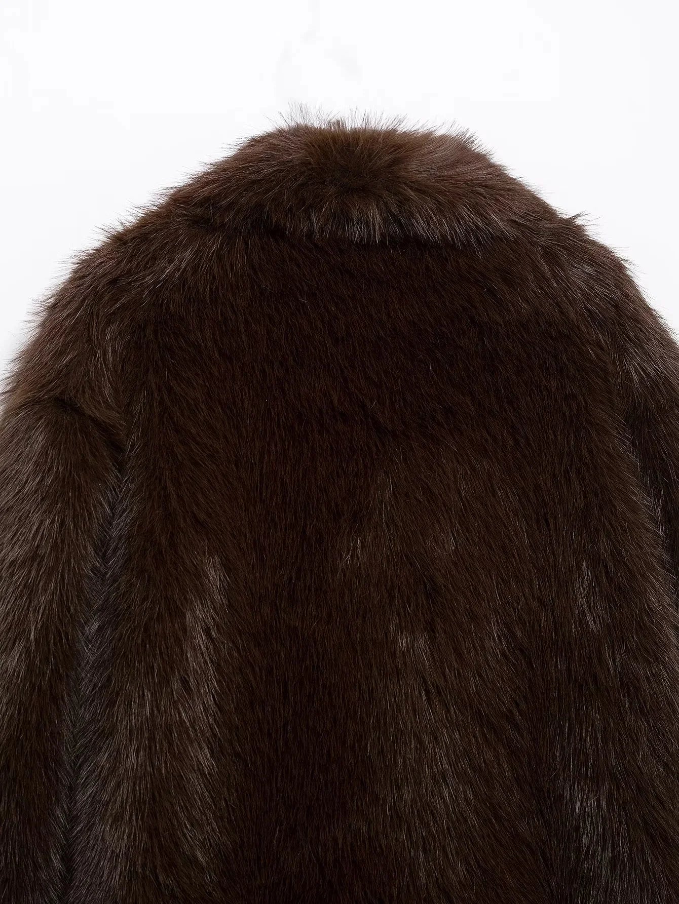 KONDALA 2025 Fall Winter Casual Faux Fur Brown Women Warm Jackets Streetwear Turn Down Collar Christmas Oversized Elegant Coats