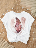 Weibliches Hemd, regulärer Stern-Mond-Aufdruck, kurzärmelig, bedrucktes T-Shirt, Kleidung, Damen-T-Shirt, grafische Kleidung, Top-T-Shirt