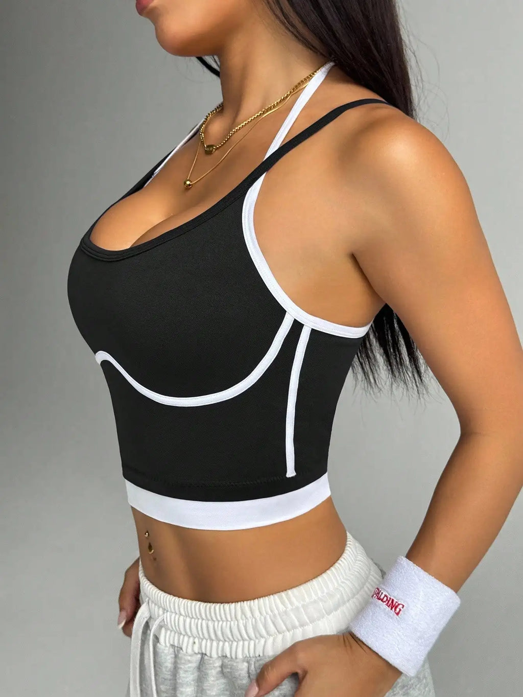 Farbblockierender, nicht aus Stahl gefertigter Ring, schöne Sportweste für Damen-Outdoor-Bekleidung, Fitness-Laufen, stoßdämpfende Raffung, s