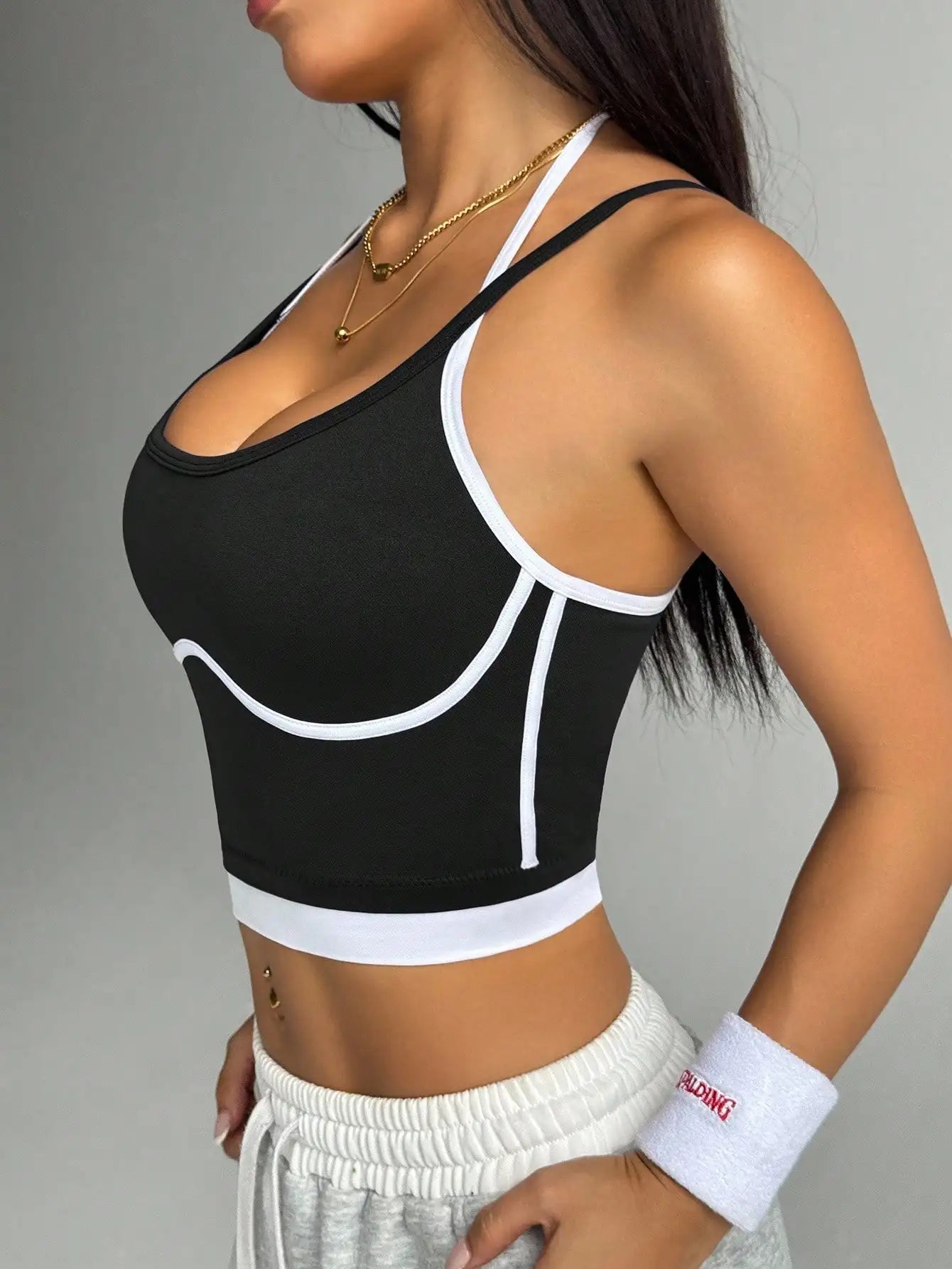 Farbblockierender, nicht aus Stahl gefertigter Ring, schöne Sportweste für Damen-Outdoor-Bekleidung, Fitness-Laufen, stoßdämpfende Raffung, s