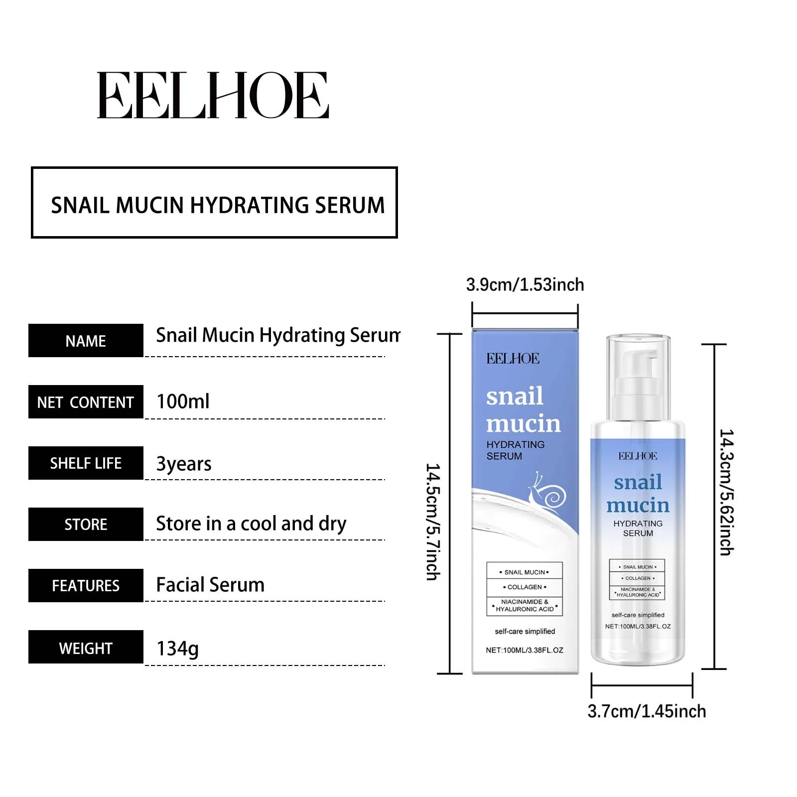Snail Mucin Moisturizing Essence Tiefenpflege Straffende Haut verbessert effektiv Stumpfheit, feuchtigkeitsspendende, weichmachende Pflegeessenz