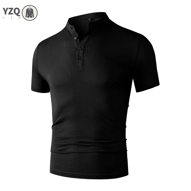 Herren Business Casual Kurzarm POLO Shirt Knochen Blume Einfarbig Atmungsaktiv Bequem Mode Sommer Vielseitig Top