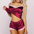 2024 Damen-Pyjama-Sets, V-Ausschnitt, Stretch-Satin, sexy Dessous, Nachtwäsche, Heimkleidung, Nachtwäsche