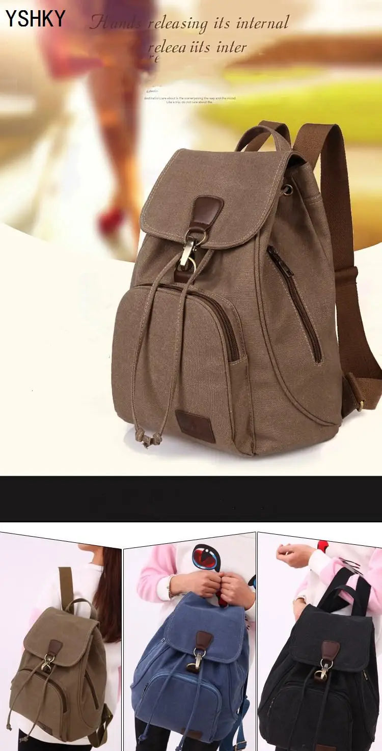 Neuer Rucksack, Rucksack, Rucksack, große Kapazität, lässiger Damen-Reiserucksack, Vintage-Rucksack aus Segeltuch im Freien