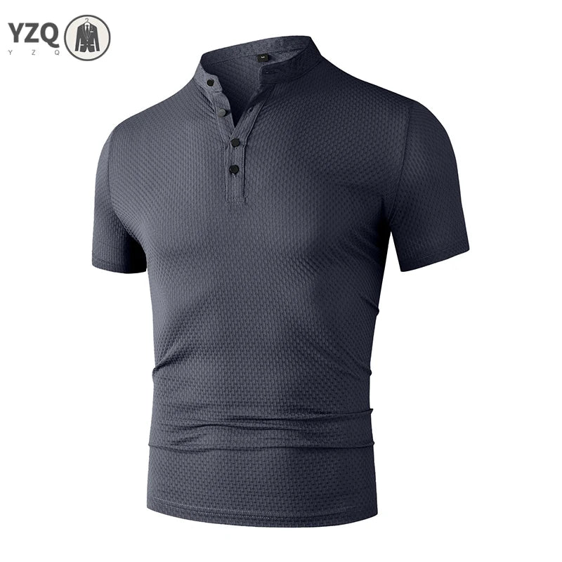 Herren Business Casual Kurzarm POLO Shirt Knochen Blume Einfarbig Atmungsaktiv Bequem Mode Sommer Vielseitig Top