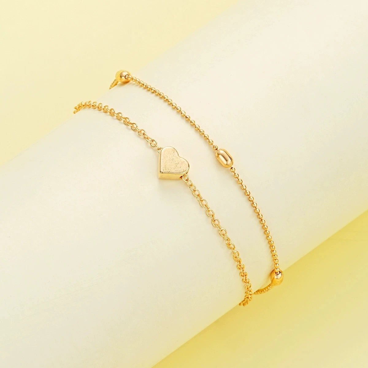 Modisches Schmuckset mit Imitationsperlen und Herzanhänger für Damen, Gold- und Silberfarben, runde Perlen, Halskette und Armband, Accessoires für den Alltag