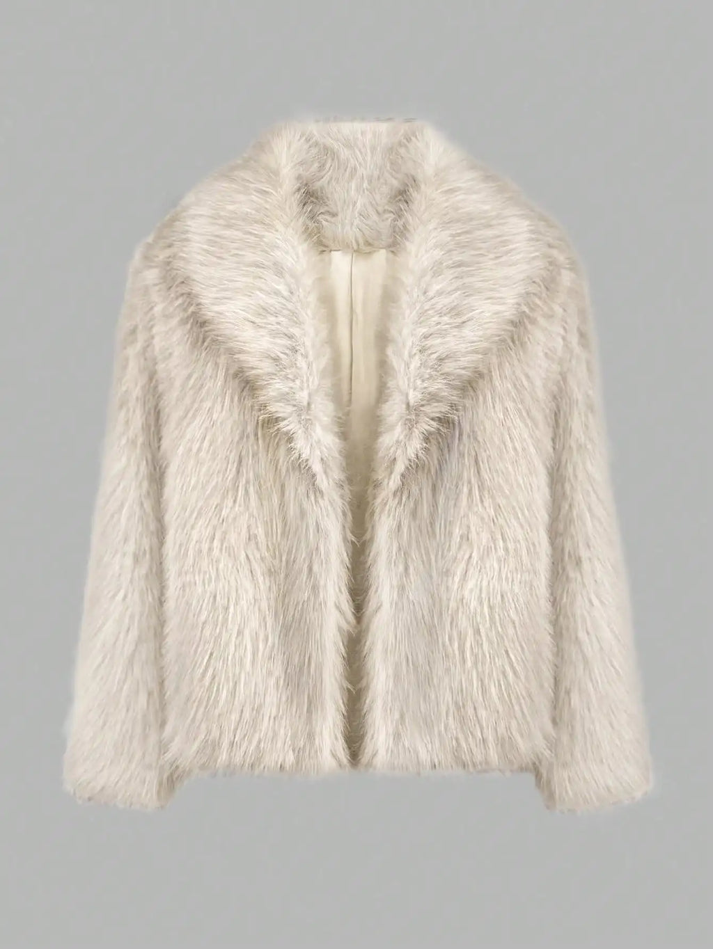Luxuriöser Kunstpelzmantel für Damen, Winter, warm, flauschig, pelzige Jacke, Reverskragen, kurze Oberbekleidung