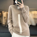 RONGYI 100% Mink Cashmere Women's Turtleneck Pullover Knitted Color Matching Fashion Casual Coat Autumn And Winter Hot Top