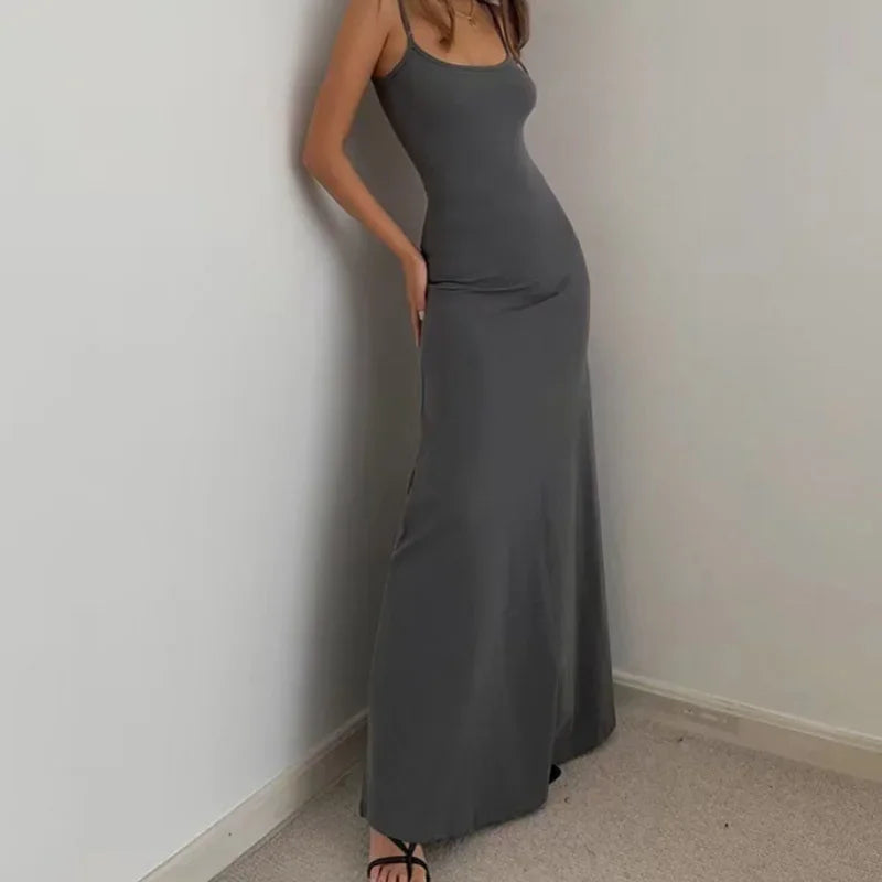 Sommer frauen neue stil modische einfache temperament schlinge lange backless dünne taille sexy süße würzige lange beiläufige kleid