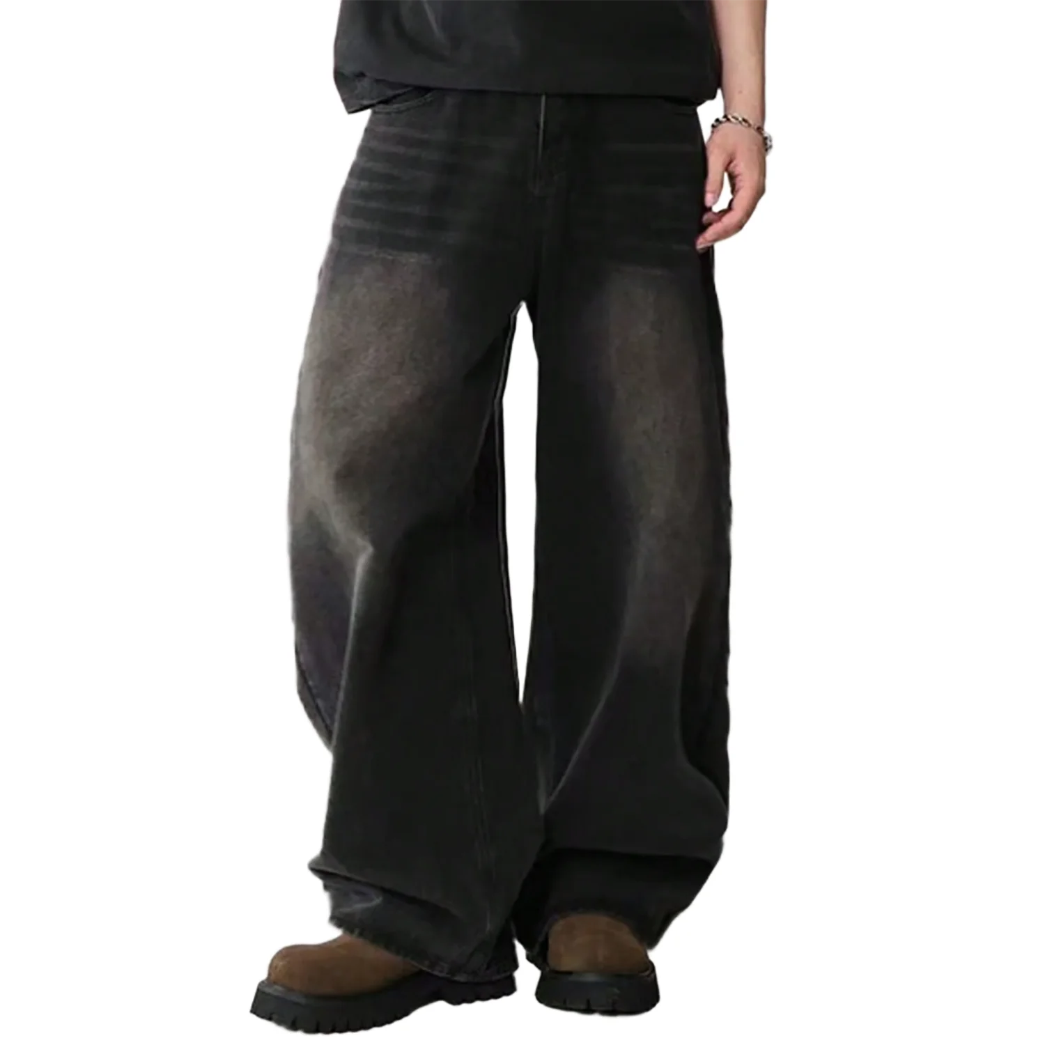 Vier Saison Herren Jeans Koreanische Version Student Casual Hosen High Street Gerade Lose Breite Bein Jeans Schwarz Grau Blau Baggy Jean