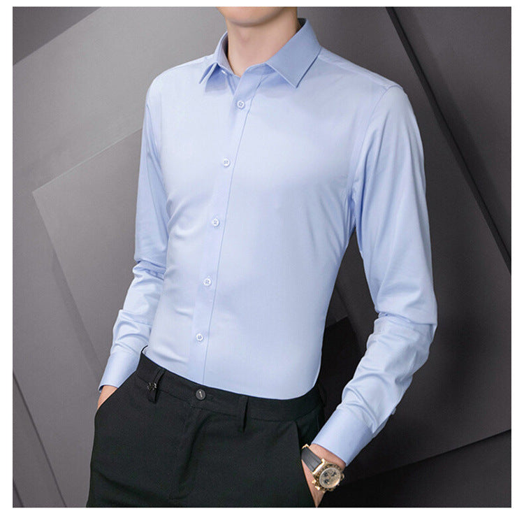 Neue Plus Größe Männer Einfarbig Business Hemd Mode Klassische Grundlegende Beiläufige Dünne Weiße Langarm-shirt Marke Kleidung