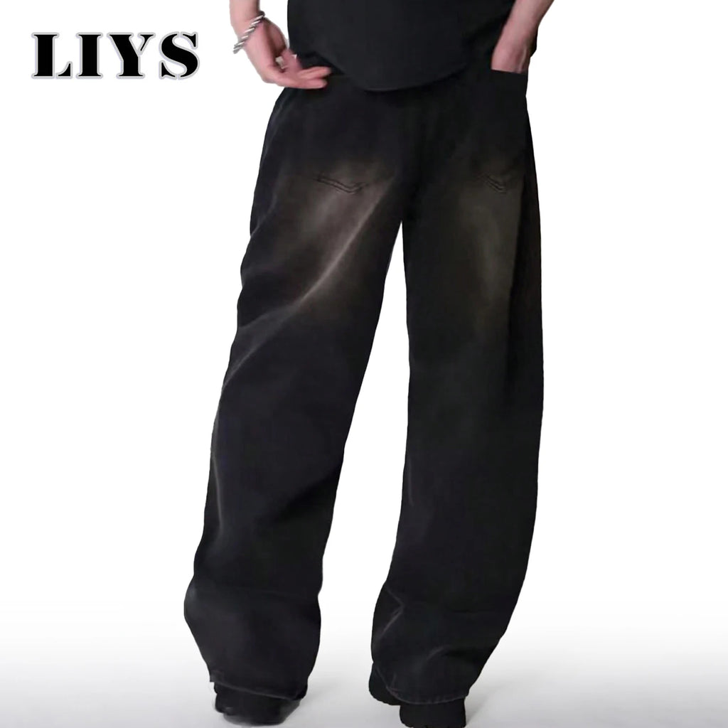 Vier Saison Herren Jeans Koreanische Version Student Casual Hosen High Street Gerade Lose Breite Bein Jeans Schwarz Grau Blau Baggy Jean