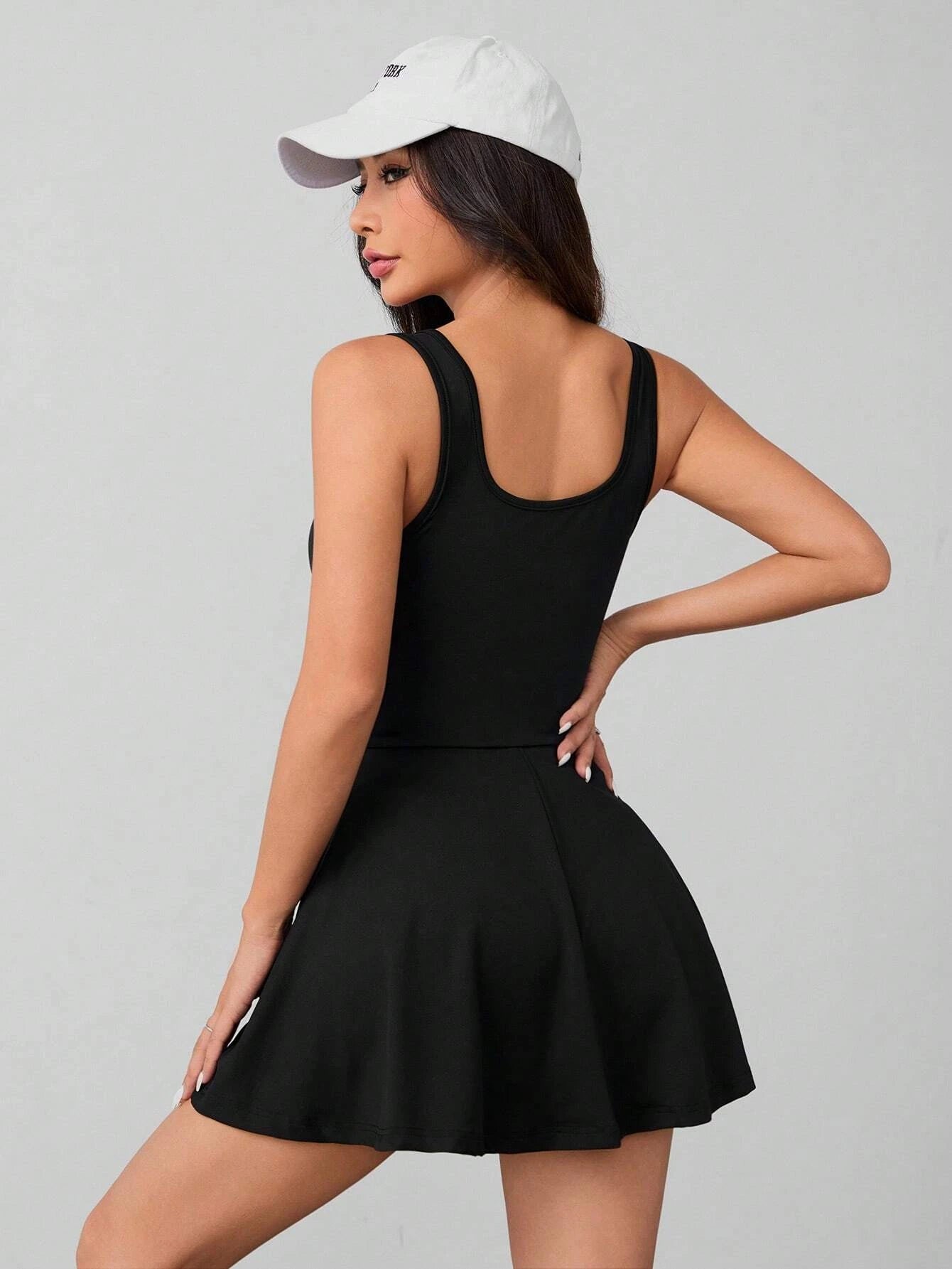 Damen Sexy Elegantes Schwarzes Party- & Freizeitkleid - Dehnbarer A-Linien-Rock, Tiefer Ausschnitt, Maschinenwaschbar, Formelles & Alltagsoutfit
