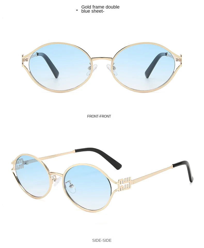 1-2PCS Neue Mode Marke Sonnenbrille Retro Kleine Rahmen Frau Mann Metall Cat Eye Brille Shades UV Schutz sonnenbrille mit Box