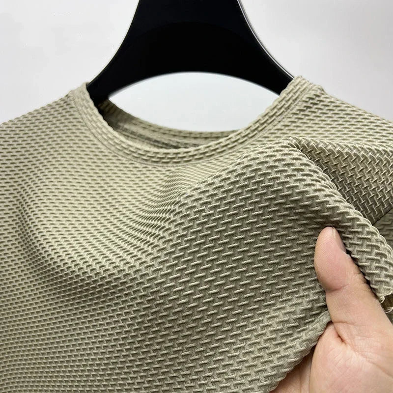 Sommer Eis Seide High-End einfarbig hochwertige Kurzarm T-Shirts Herren atmungsaktive Mode T-Shirt männliche Marke Kleidung 4xl